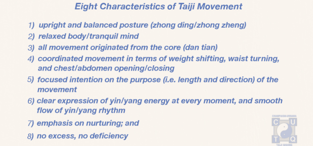 Eight characteristics of taiji (tai chi) movement